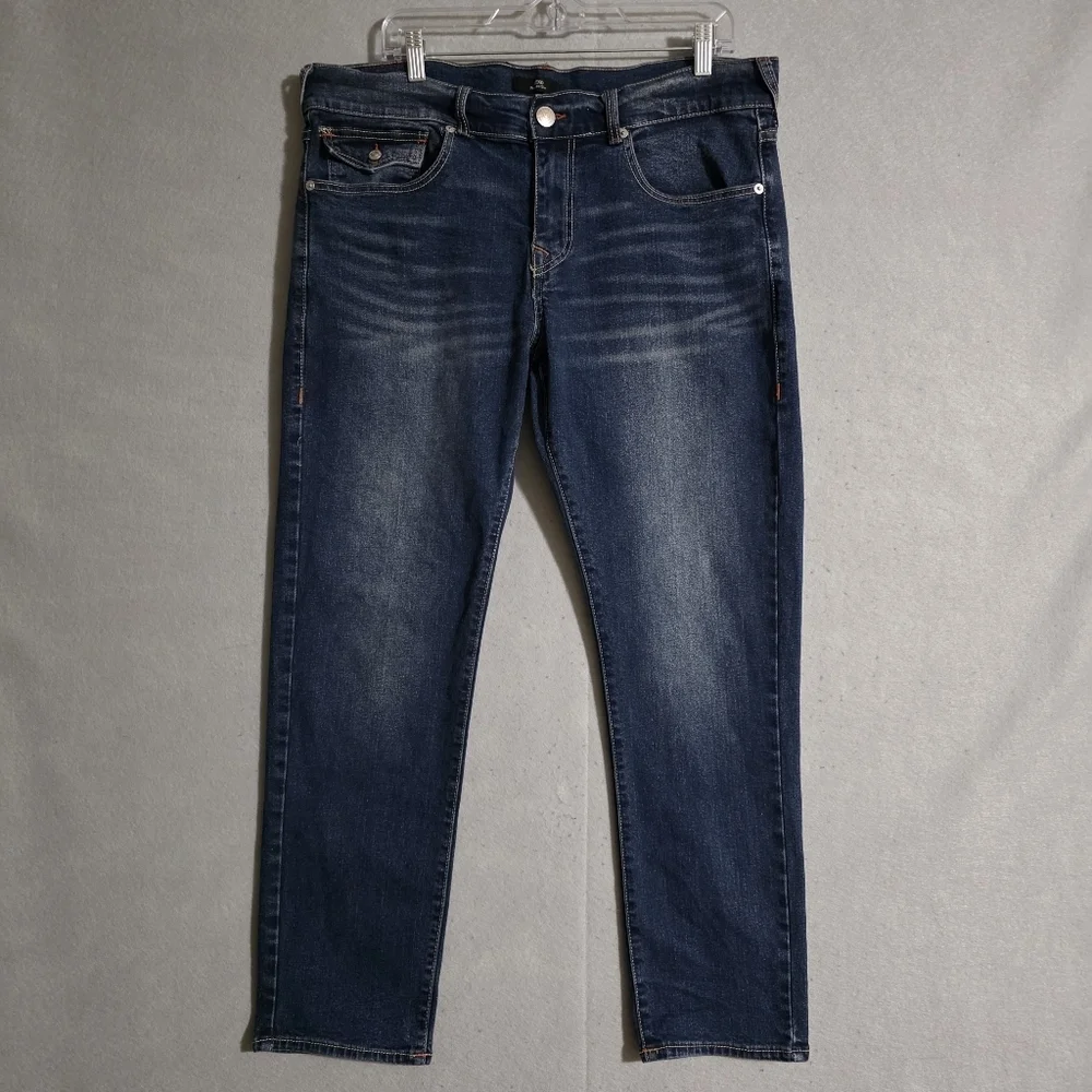 True Religion Mens Geno Relaxed Slim Denim Jeans Flap Pockets Size 34x29